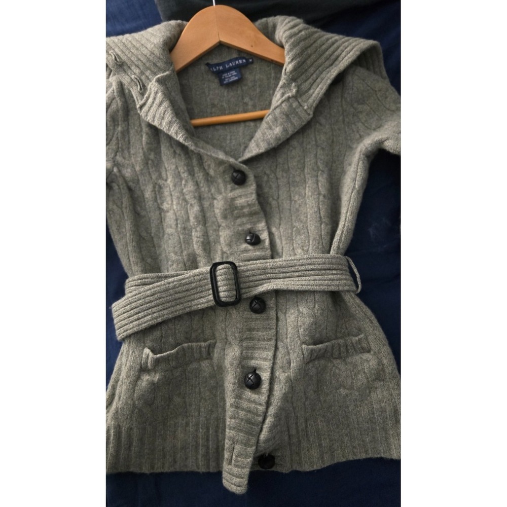 Polo Ralph Lauren Cable‑Knit Wool/Cashmere Cardigan – Castleton Green -Women's M - Picture 7 of 16